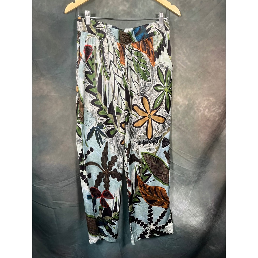 Philosophy Republic Clothing Tropical Floral Satin Print Elastic Waist Pants Med